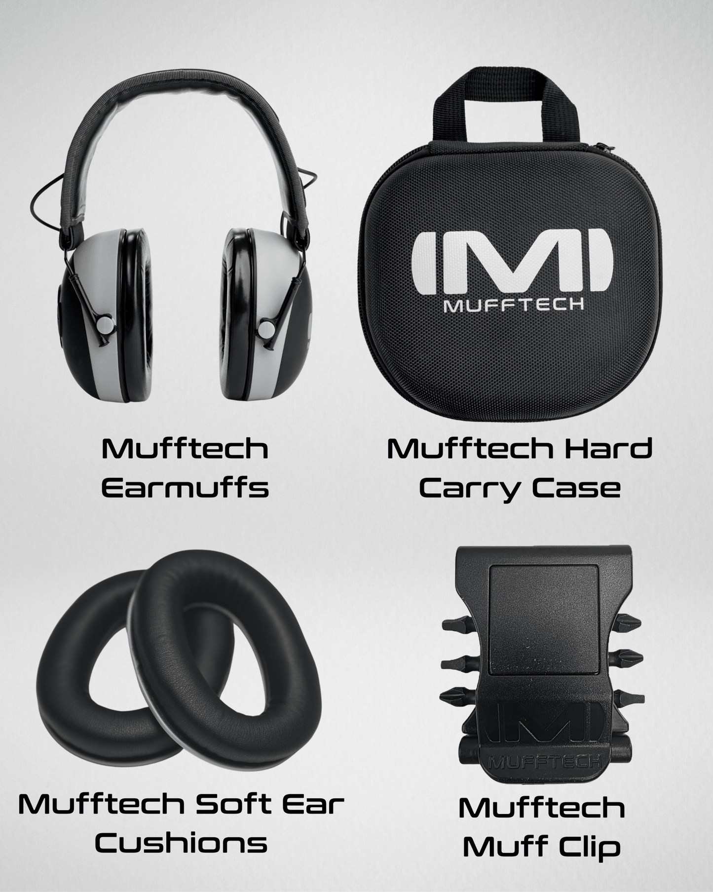 3rd Birthday Sale Bundle - Double OG Mufftech Bluetooth Earmuffs with Carry Case, Soft Ear Cushions and a Muff Clip - Mufftech