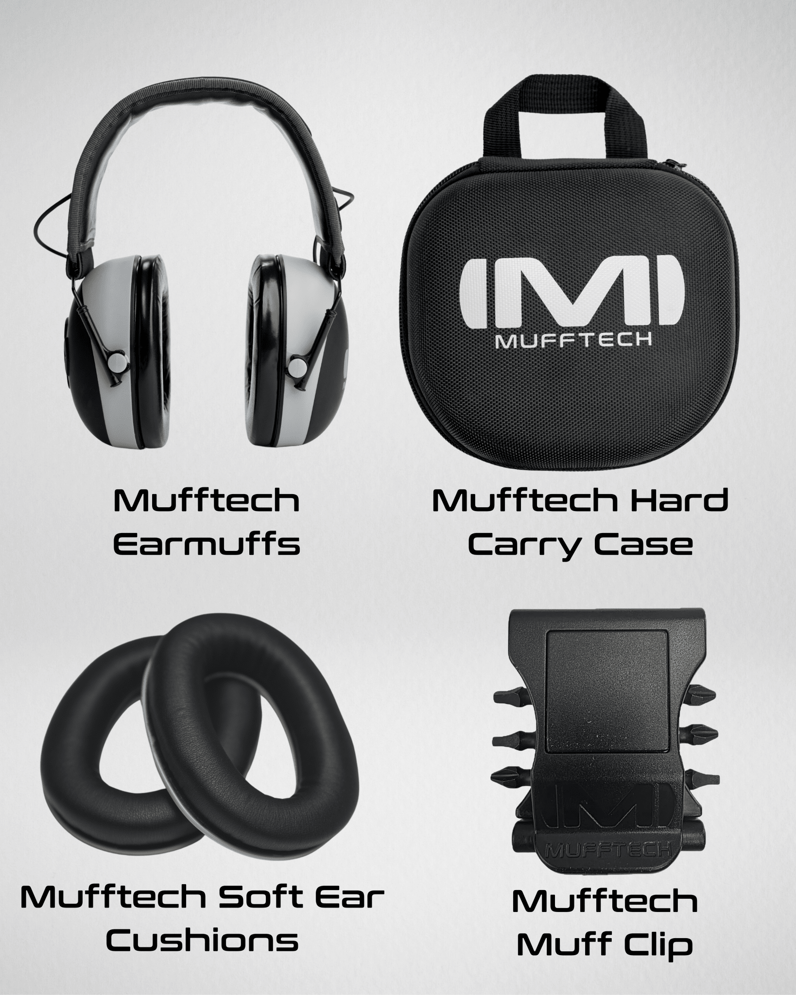 3rd Birthday Sale Bundle - Double OG Mufftech Bluetooth Earmuffs with Carry Case, Soft Ear Cushions and a Muff Clip - Mufftech