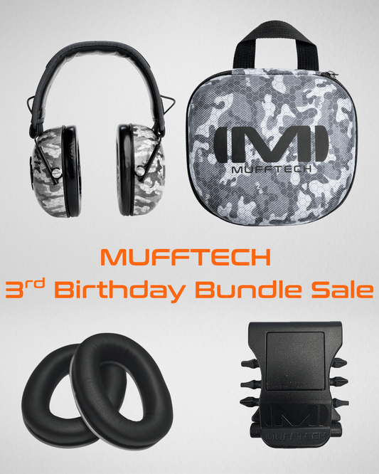 3rd Birthday Sale Bundle - Sole Mufftech Bluetooth Earmuffs with Carry Case, Soft Ear Cushions and a Muff Clip - Mufftech